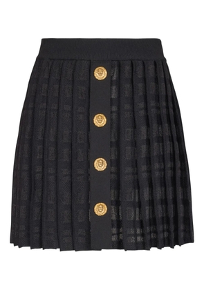 Balmain plaid-check pleated skirt - Black