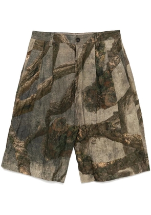 Ziggy Chen tree print short - Green