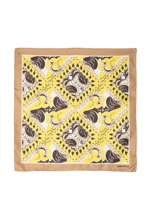Valentino Garavani Manifesto Bandana Foulard print scarf - Yellow