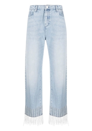 Karl Lagerfeld fringe-detail cropped jeans - Blue