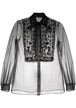 Valentino Garavani lace-embroidered sheer top - Black