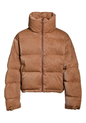 BREATH funnel-neck padded jacket - Brown