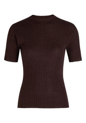 The Elder Statesman ribbed short-sleeved T-shirt - Brown