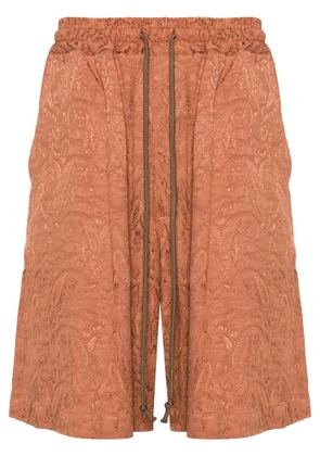 Song For The Mute paisley-jacquard elasticated-waist shorts - Orange