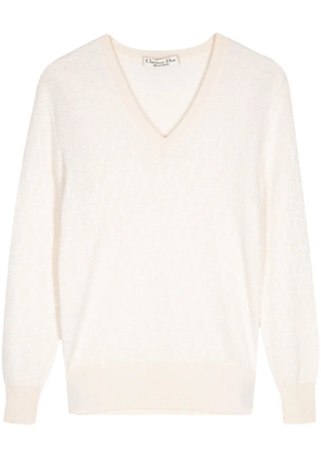 Christian Dior Pre-Owned 1990-2000s V-neck fine-knit jumper - Neutrals
