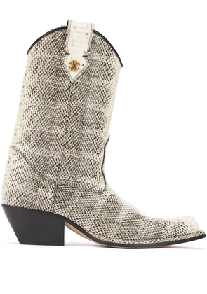 Roberto Cavalli printed leather boots - Black