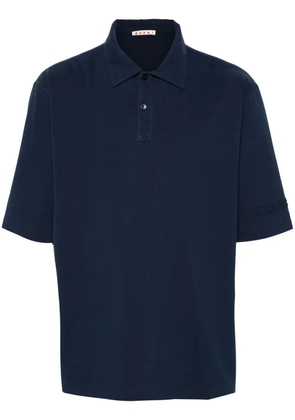 Marni logo-patch polo shirt - Blue