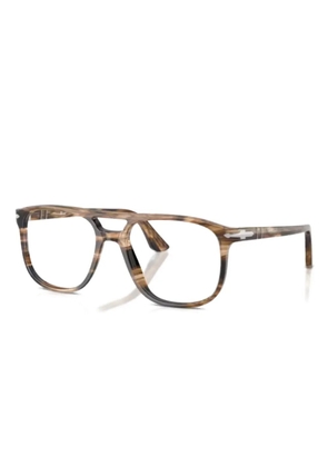 Persol striped geometric frame glasses - Brown