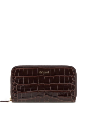 Roberto Cavalli crocodile-effect zip wallet - Brown