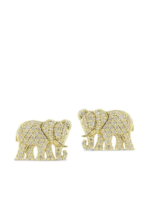 Tanya Farah 18K yellow gold Tree of Life Elephant diamond earrings