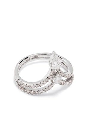 SHAY 18K white gold Mixed Stacked Chevron diamond pinky ring - Silver