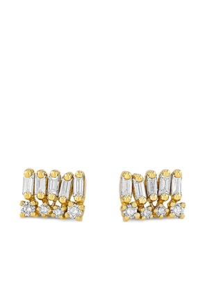 Suzanne Kalan 18K yellow gold Short Stacked Mixed diamond stud earrings