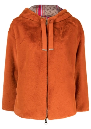 Herno drawstring-hood zip-up jacket - Orange