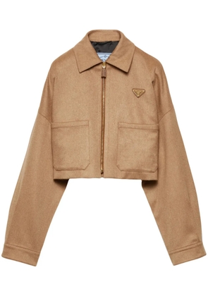Prada camel-hair blouson jacket - Brown