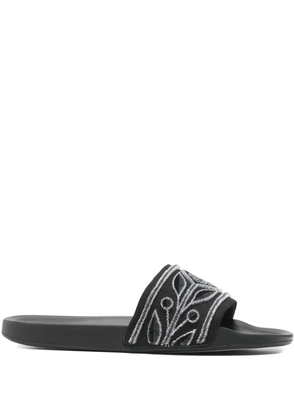 Casablanca embroidery slide sandals - Black