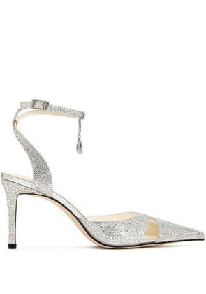 JW Pei 85mm Haidi crystal-embellished heeled pumps - Silver