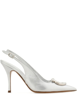 Ferragamo 90mm Gancini slingback pumps - Silver