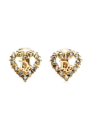 Christian Dior Pre-Owned 1980-1990 heart rhinestone clip-on earrings - Gold