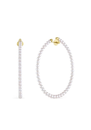 Baggins 14K yellow gold pearl hoop earrings