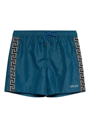 Versace patterned-stripe swim shorts - Blue