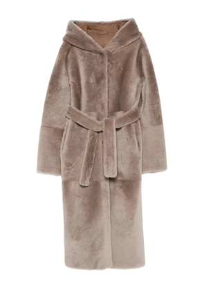 Liska hooded belted coat - Brown