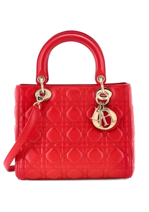 Christian Dior Pre-Owned Lady Dior Bag Cannage Quilt Lambskin Medium satchel - Red