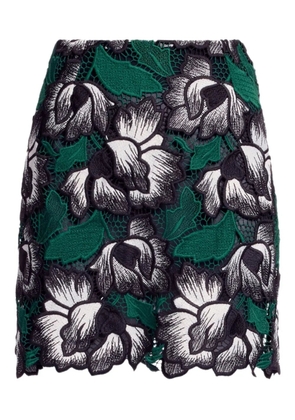 Elie Saab floral macramé mini skirt - Black