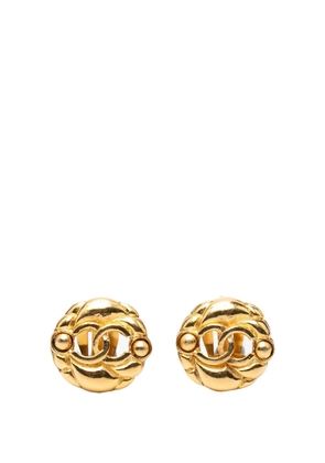 CHANEL Pre-Owned 1980-1990 Gold Plated CC Round Clip On Earrings costume earrings