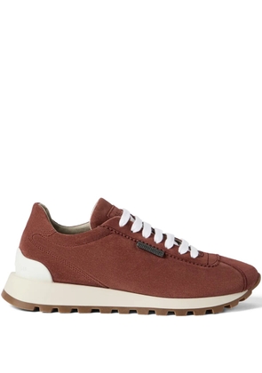 Brunello Cucinelli lace-up suede sneakers - Red