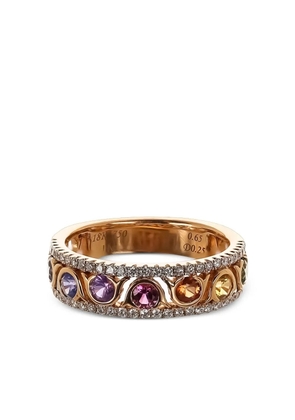 Lisa Nik 18kt rose gold circle Rainbow Sapphire ring - Pink