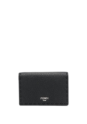 FENDI logo-print grained-leather wallet - Black