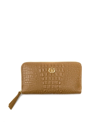 Isla crocodile-embossed leather wallet - Neutrals