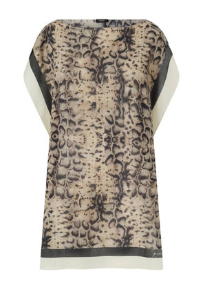 PINKO snake-print draped T-shirt - Neutrals