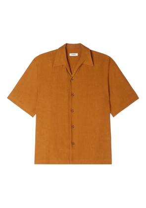SANDRO shark-collar short-sleeve shirt - Brown