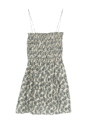 Matteau shirred printed mini dress - Neutrals