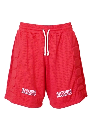 SATOSHI NAKAMOTO mesh moto shorts - Red