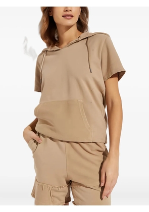 SEROYA Rye hooded kangaroo-pocket T-shirt - Neutrals
