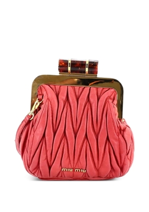 Miu Miu Pre-Owned Kisslock Frame Clutch with Chain Matelasse Leather Mini crossbody bag - Pink