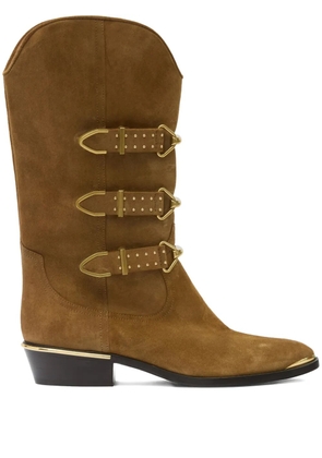 ISABEL MARANT Mexia buckle studded boots - Brown