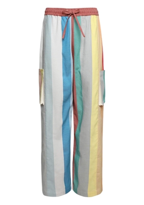 Marrakshi Life striped cotton cargo trousers - Neutrals