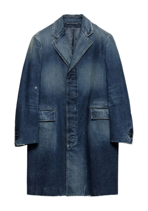 Prada washed denim single-breasted coat - Blue