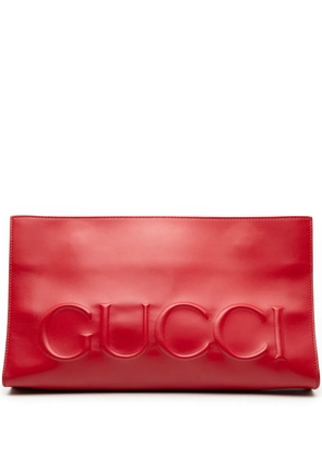 Gucci Pre-Owned 2000-2015 Embossed Leather Logo clutch bag - Red