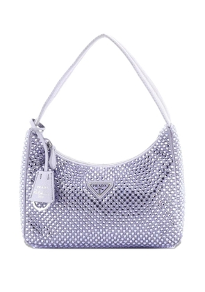 Prada Pre-Owned Re-Edition 2000 Crystal Embellished Satin Mini hobo bag - Purple