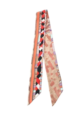 Hermès Pre-Owned 2000-2025 Beaded Pelages et Camouflage Precieux Silk Twilly Scarf scarves - Brown