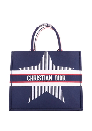 Christian Dior Pre-Owned Book Embroidered Canvas Large tote bag - Blue