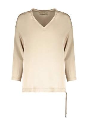 Herno long-sleeve V-neck top - Neutrals
