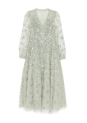 Needle & Thread Leila dot V-neck ankle gown - Green