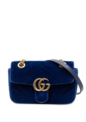 Gucci Pre-Owned 2016-2025 Small GG Marmont Matelasse Velvet shoulder bag - Blue