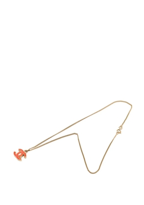 CHANEL Pre-Owned 2004 CC Gold Plated Enamel Pendant Necklace costume necklace - Orange