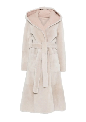 Liska hooded belted coat - Neutrals